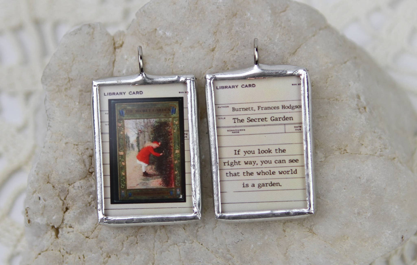 Jennifer Dahl Designs LLC - The Secret Garden Vintage Book Cover Charm Necklace