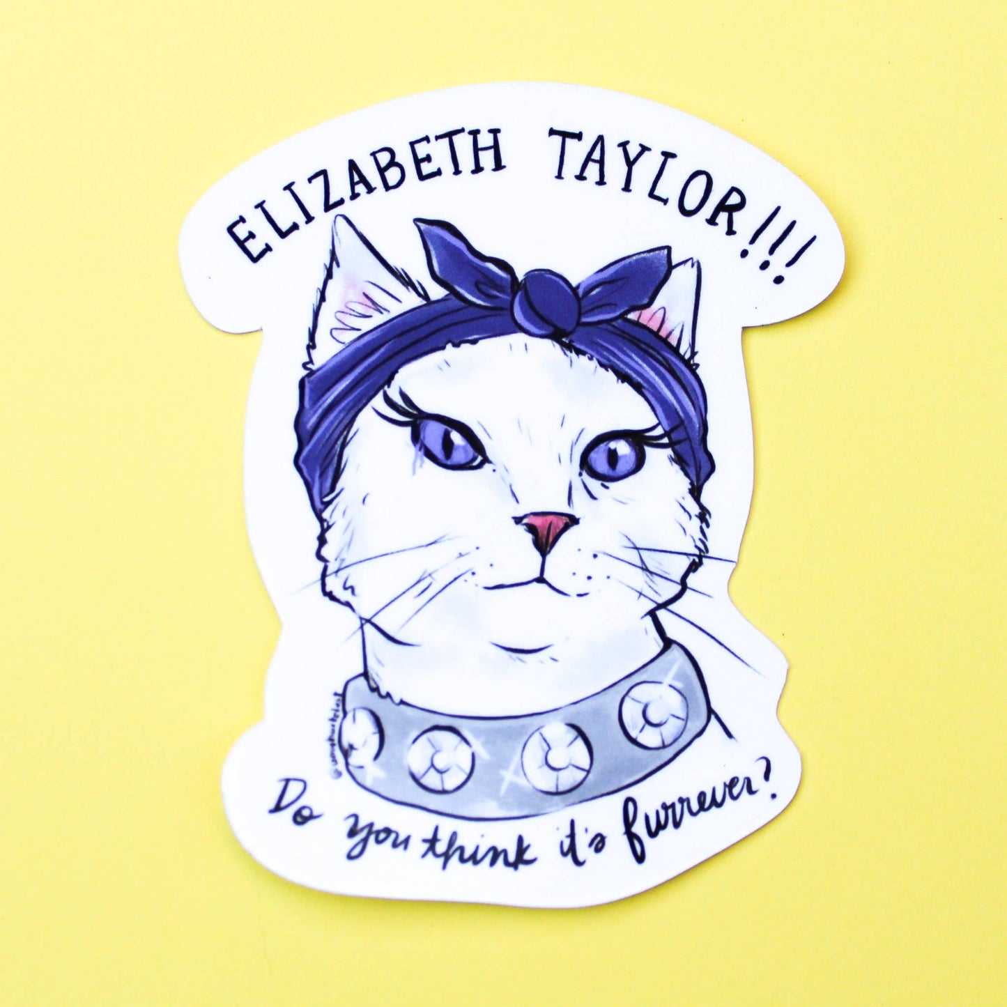 Amy Hartelust Art and Illustration - Elizabeth Taylor Cat Vinyl Sticker