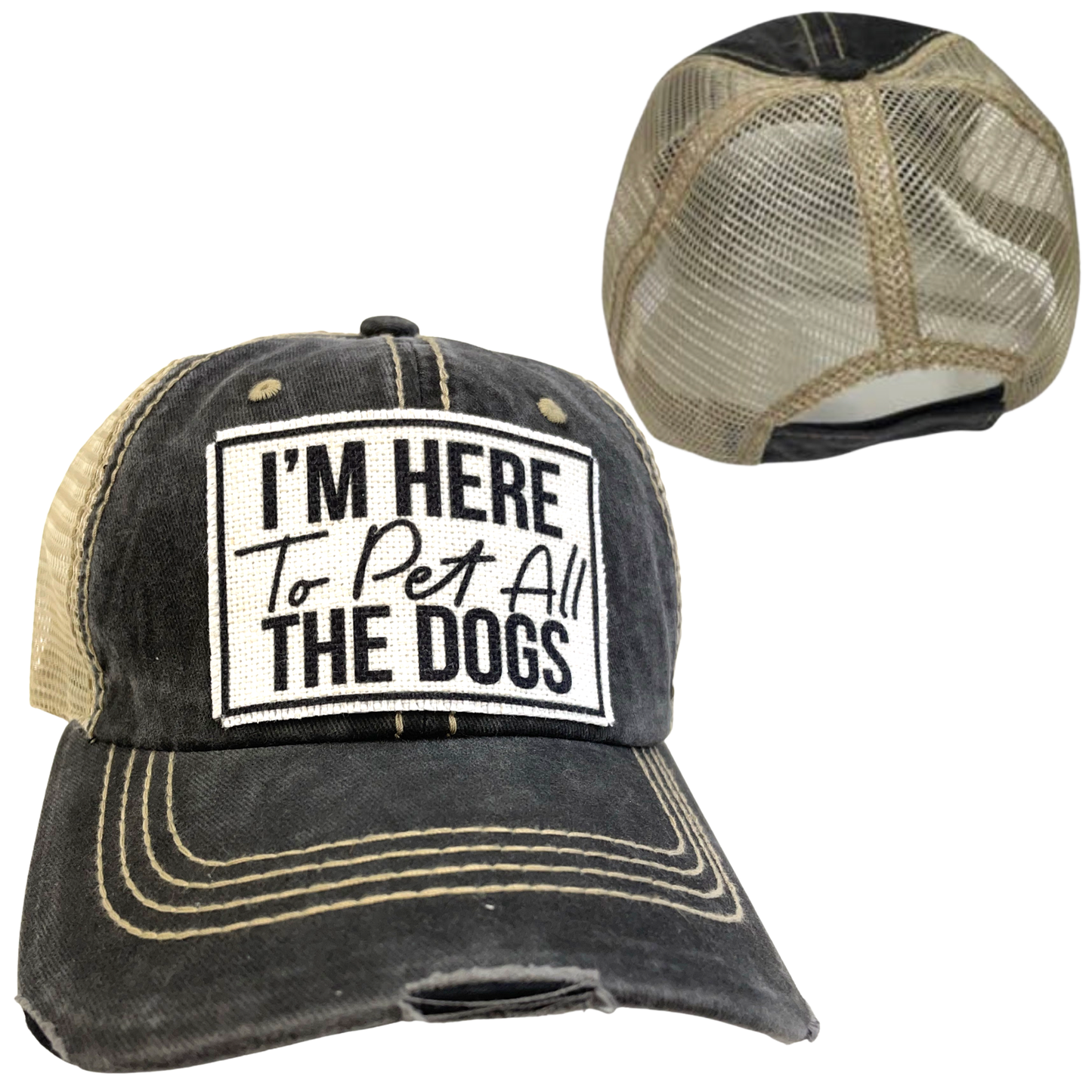 dkhandmade - I'M HERE TO PET ALL THE DOGS  UNISEX HAT  DISTRESSED