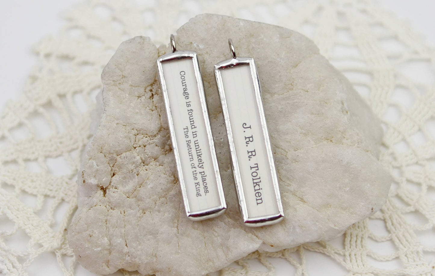 Jennifer Dahl Designs LLC - Tolkien Unlikely Courage Book Quote Charm Necklace
