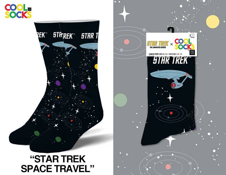 Cool Socks - Star Trek Space Travel - Mens Crew Folded