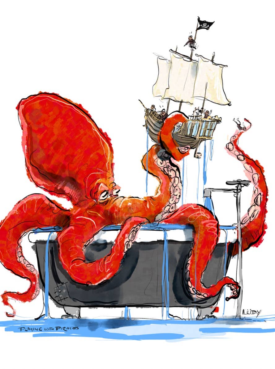Mark Ludy Art Books & Games - Playing with Pirates Greeting Card