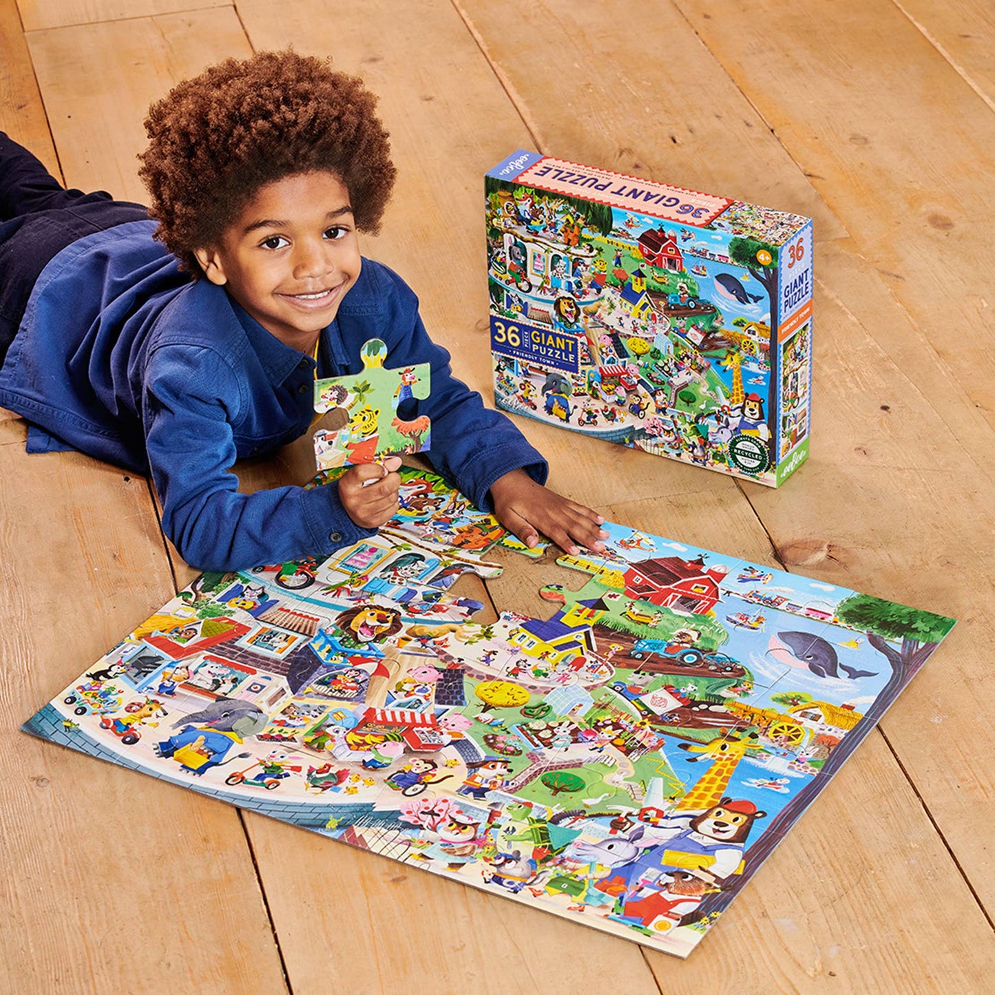 eeBoo - Friendly Town 36 Piece Giant Rectangle Puzzle