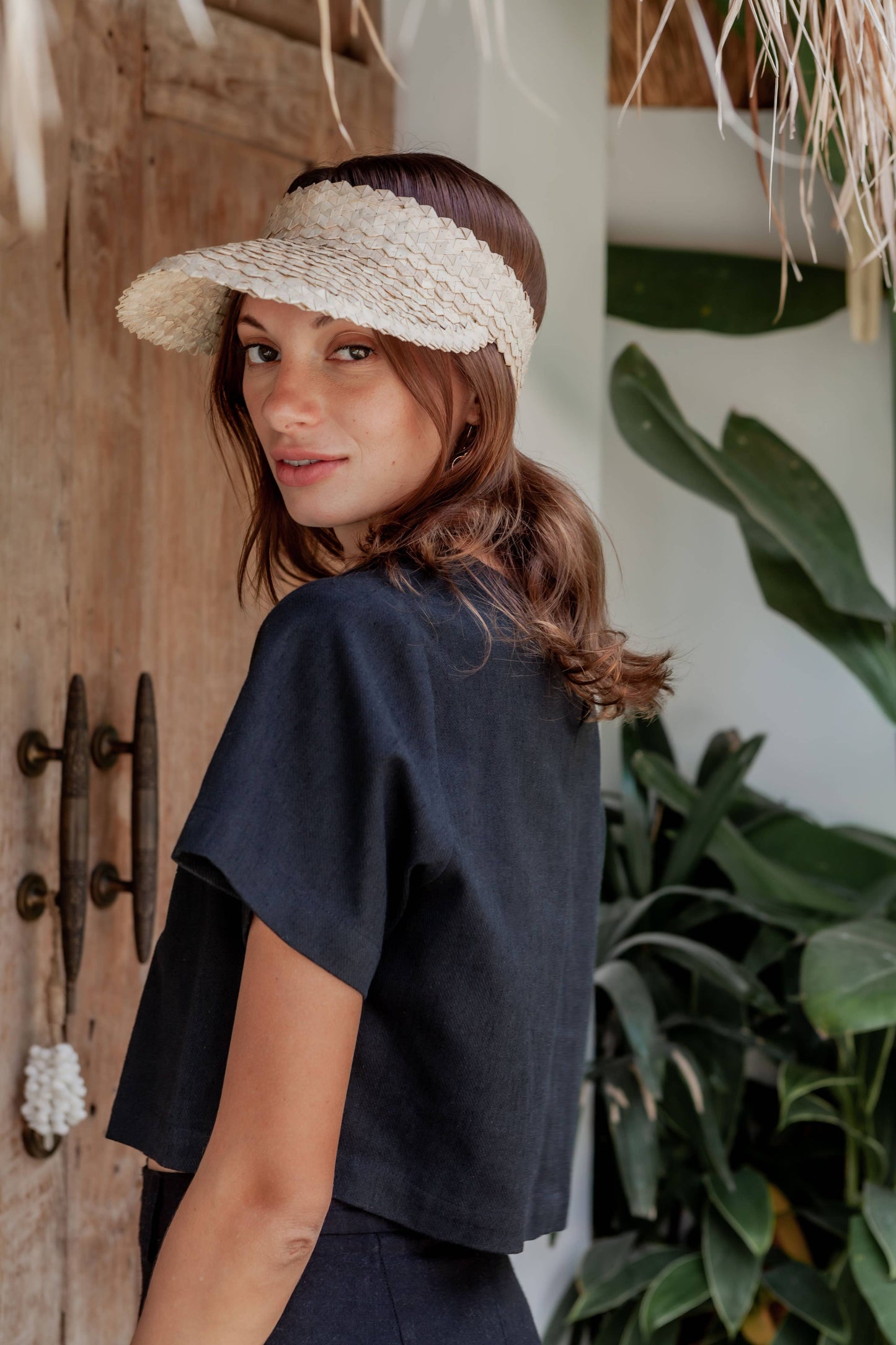 Village Thrive - Rattan Sun Visor in Blonde