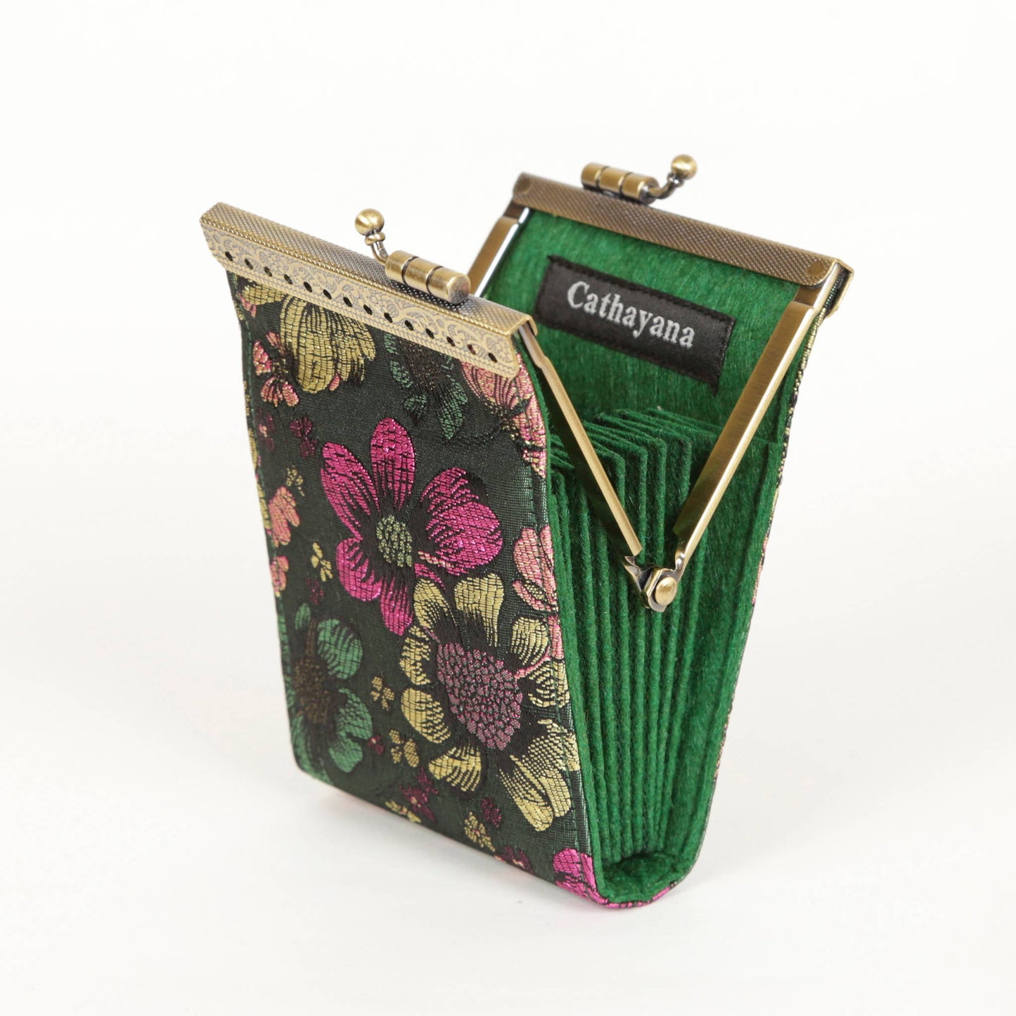 Cathayana - Bamboo Leaves, Brocade Card Holder with RFID Protection