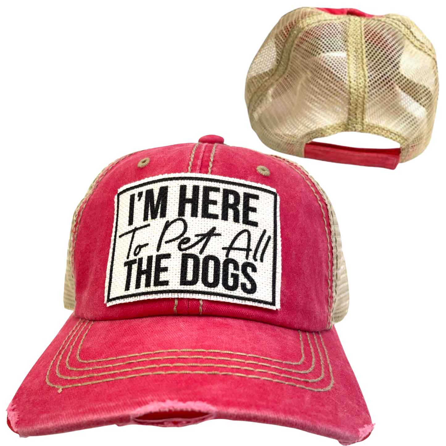 dkhandmade - I'M HERE TO PET ALL THE DOGS  UNISEX HAT  DISTRESSED
