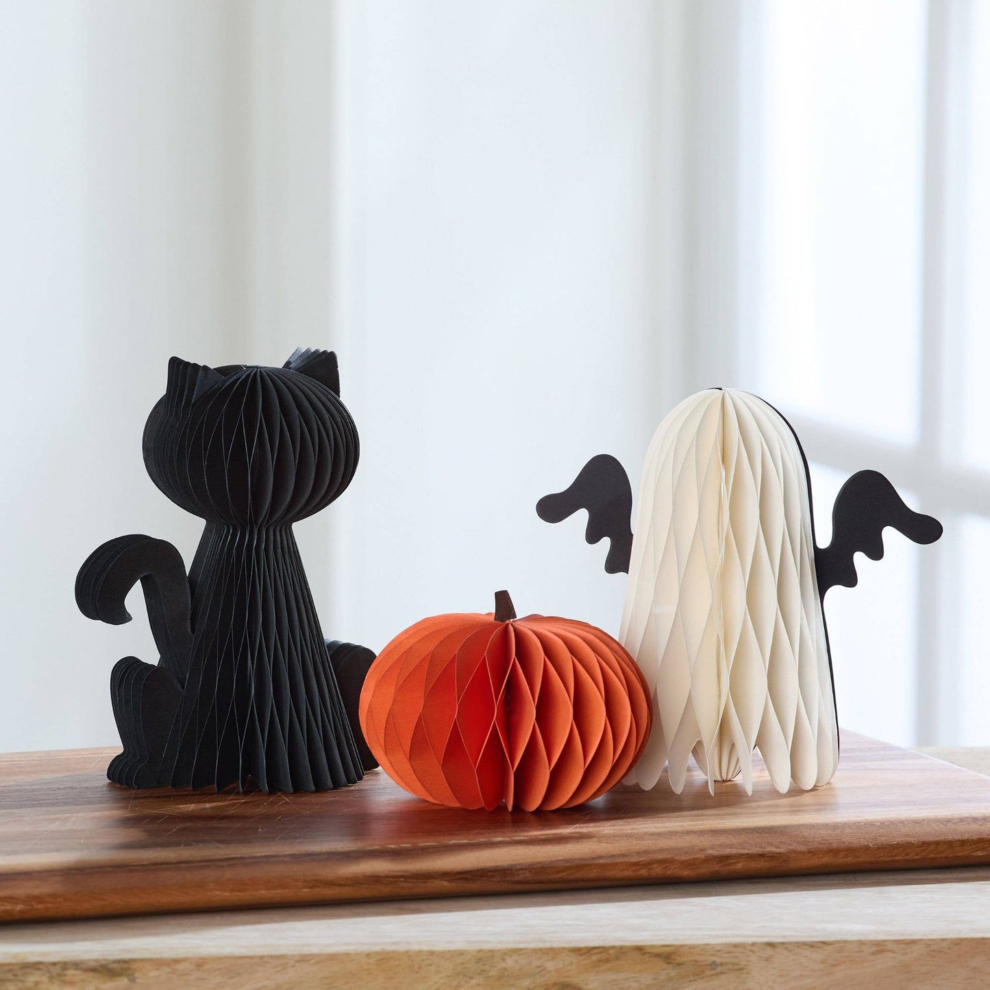 Your Heart's Content - Honeycomb Pumpkin Autumn Shelf Sitter, Halloween Table, Cat