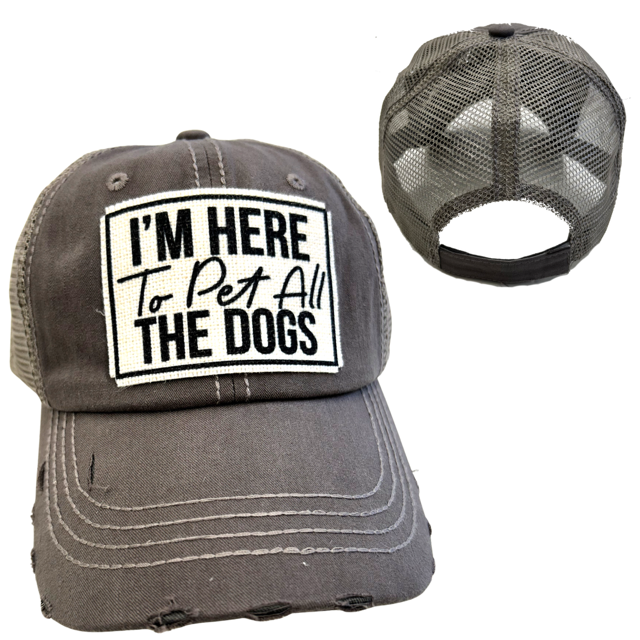 dkhandmade - I'M HERE TO PET ALL THE DOGS  UNISEX HAT  DISTRESSED