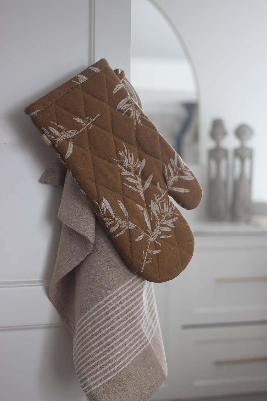 Raine & Humble - Oven Gloves Olives Mustard