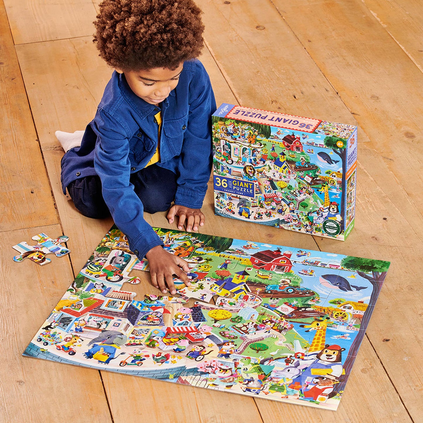eeBoo - Friendly Town 36 Piece Giant Rectangle Puzzle
