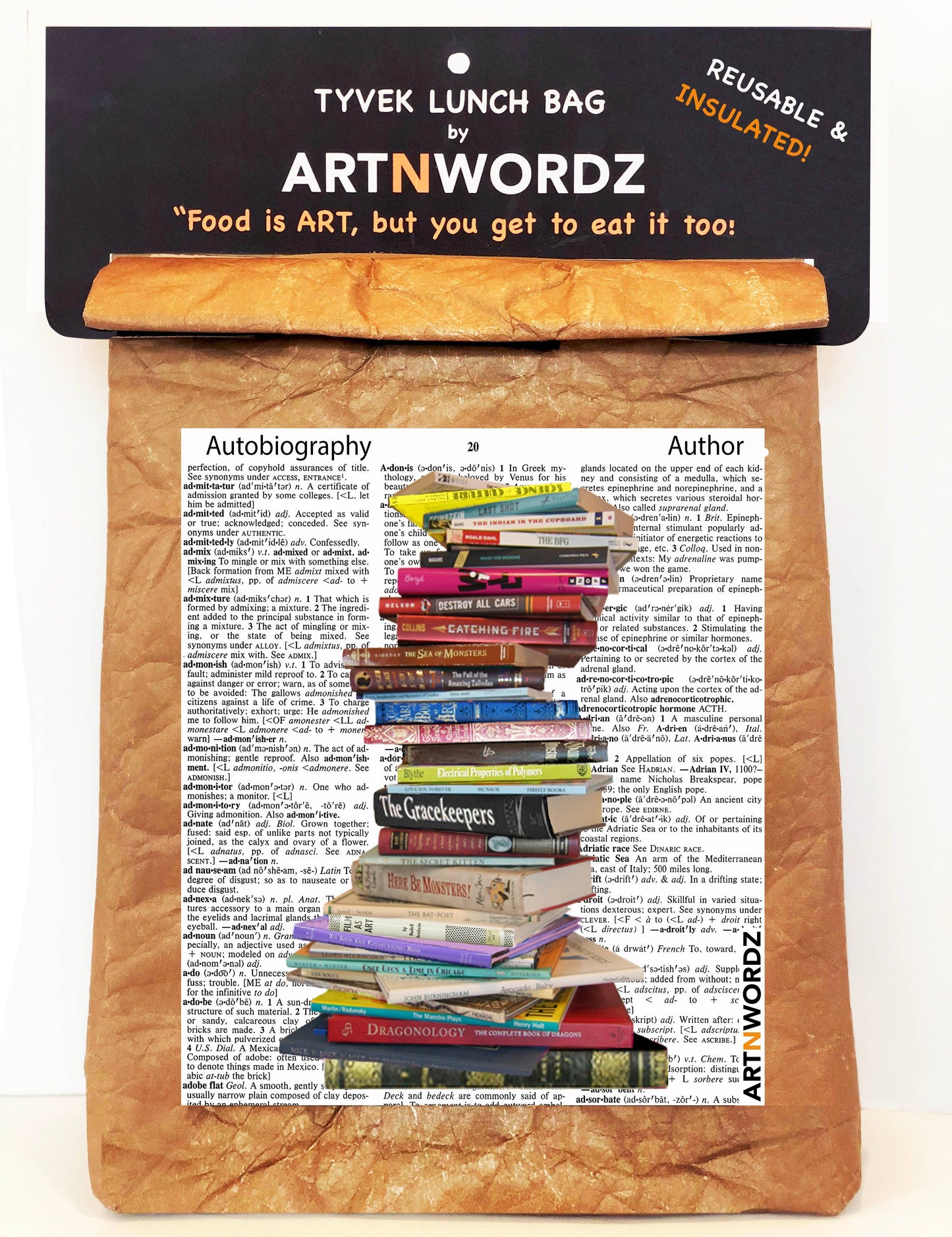 ARTNWORDZ LLC - STACKED BOOKS LUNCH BAG