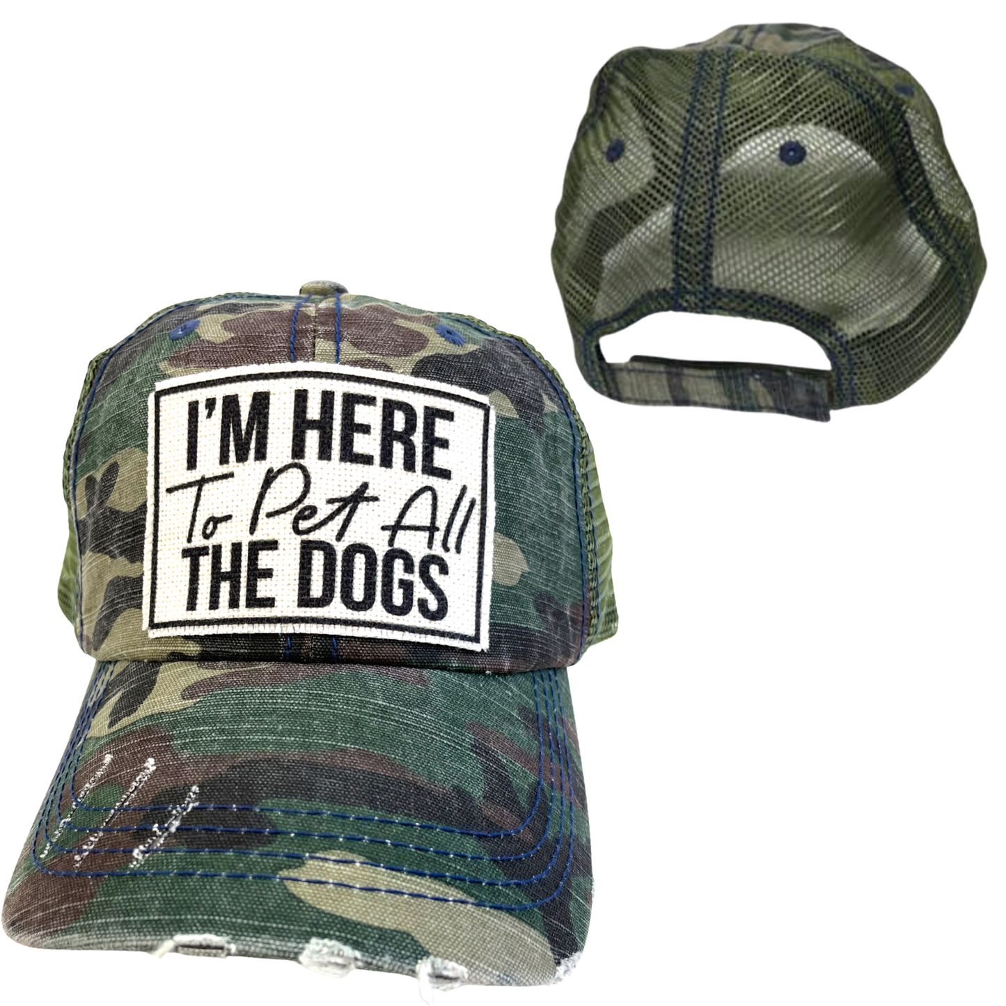 dkhandmade - I'M HERE TO PET ALL THE DOGS  UNISEX HAT  DISTRESSED