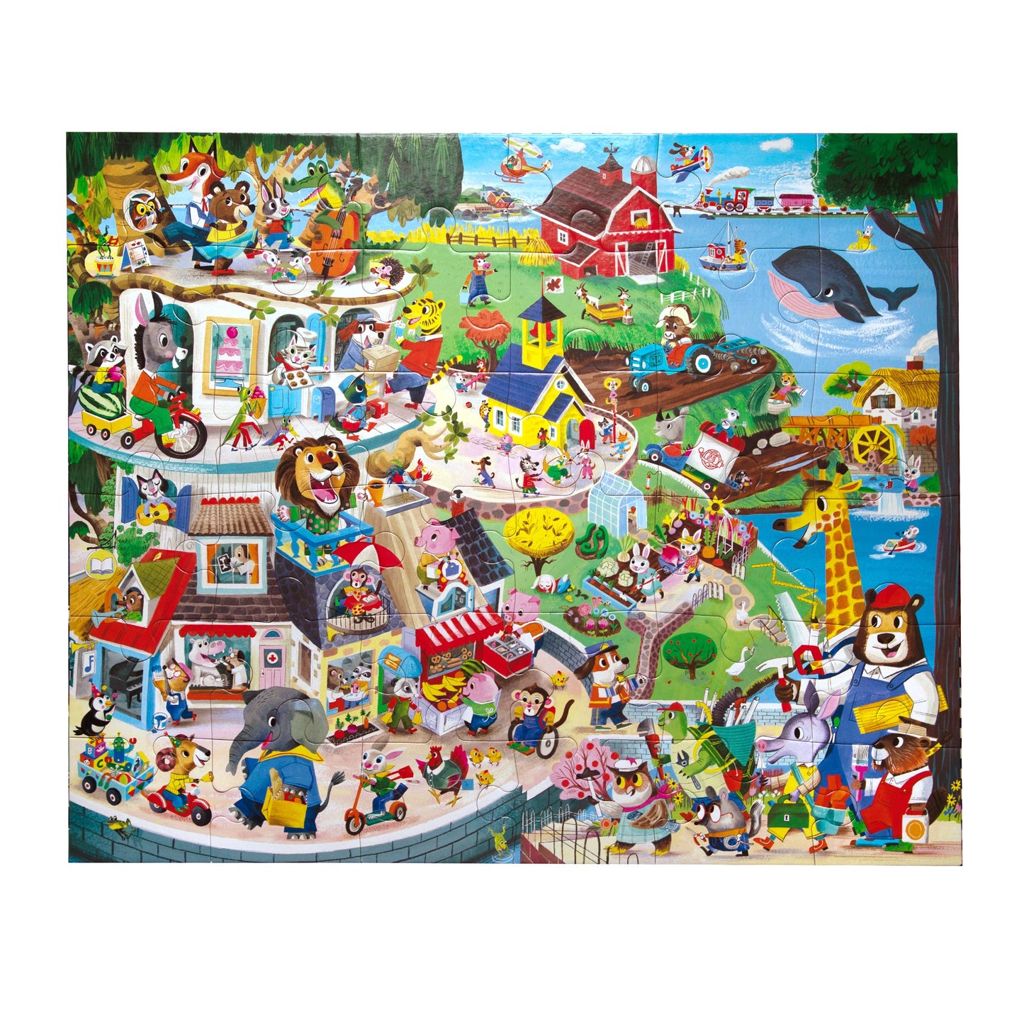 eeBoo - Friendly Town 36 Piece Giant Rectangle Puzzle
