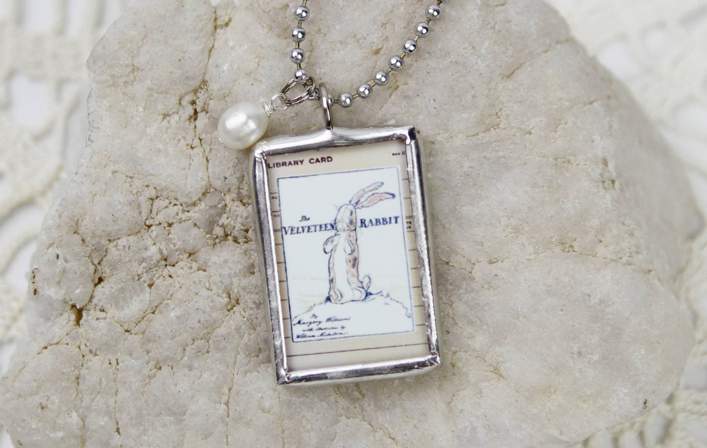 Jennifer Dahl Designs LLC - The Velveteen Rabbit Vintage Book Cover Charm Necklace