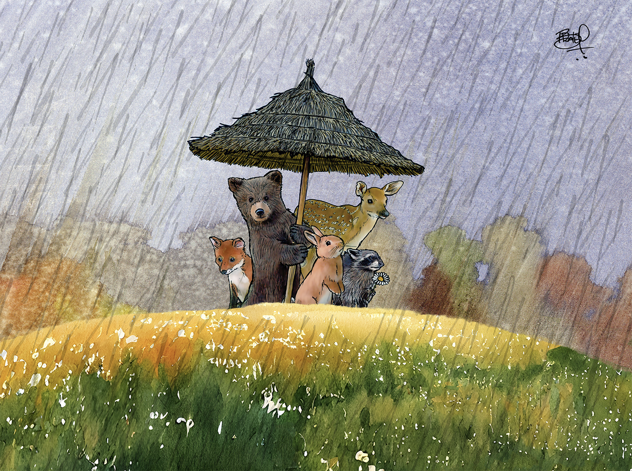 Shawn Braley Illustration - Raindrops Greeting Card
