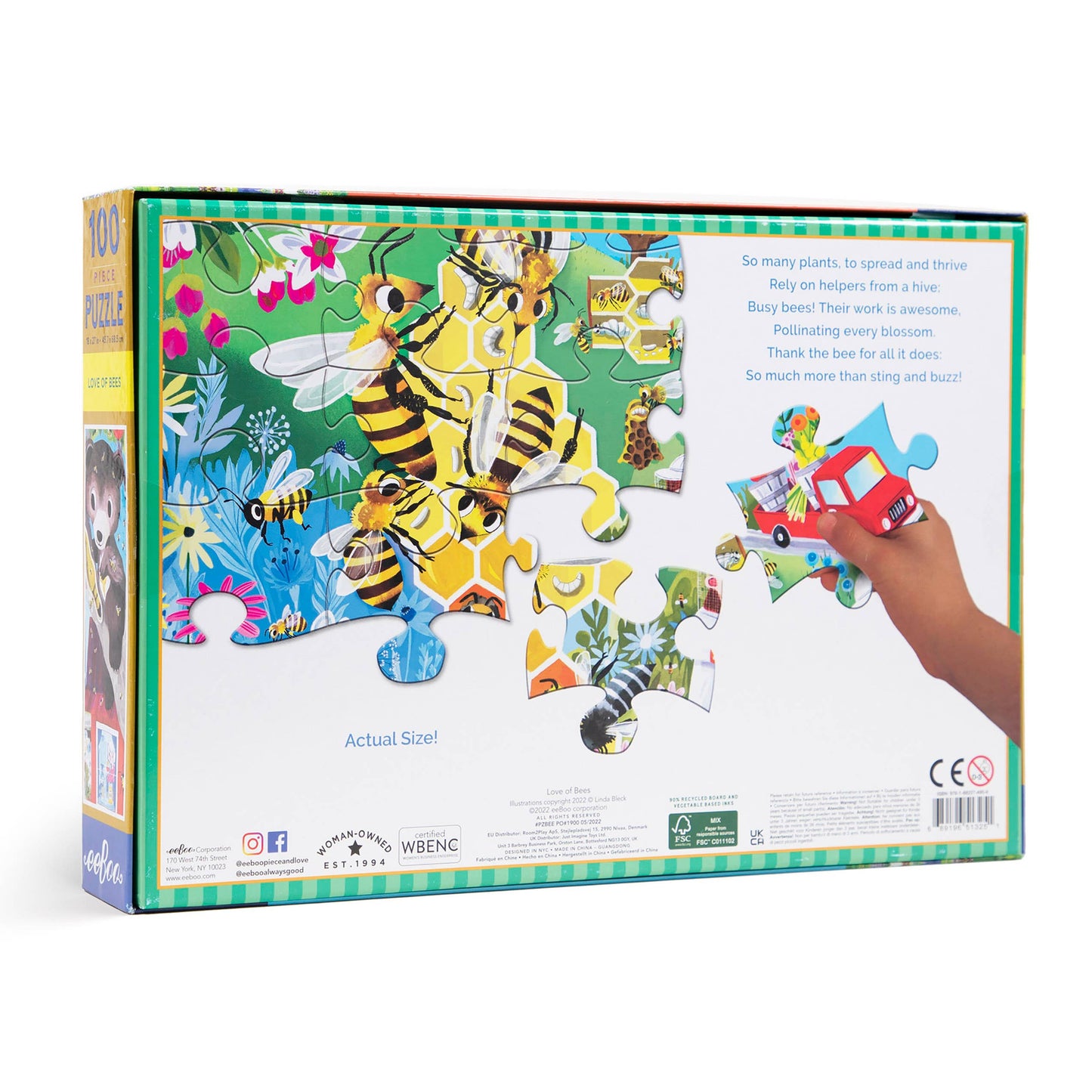 eeBoo - Love of Bees 100 Piece Puzzle