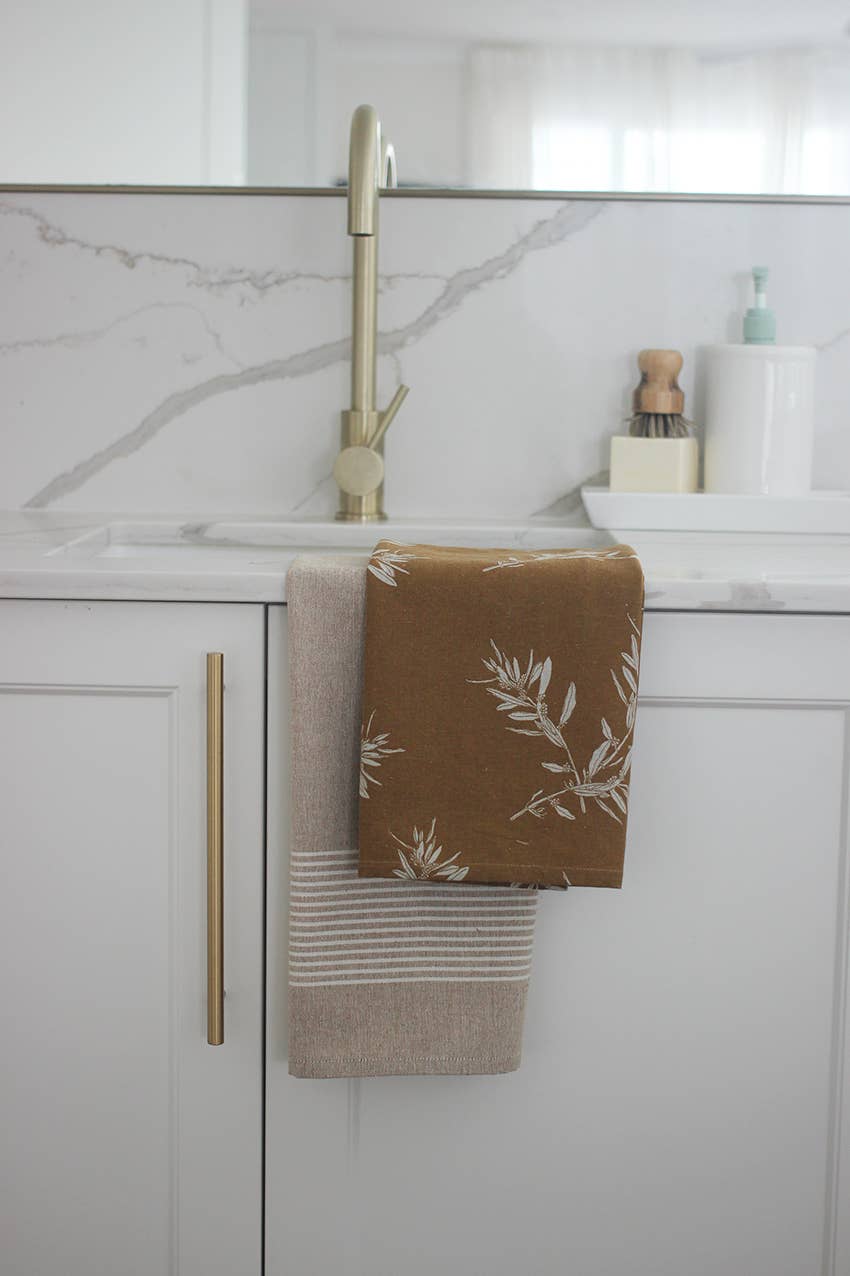 Raine & Humble - Tea Towels Set of Two, Olives Mustard