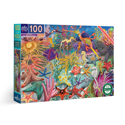 eeBoo - Seahorses, Sea Stars & Sea Slugs 100 Piece Rectangle Puzzle