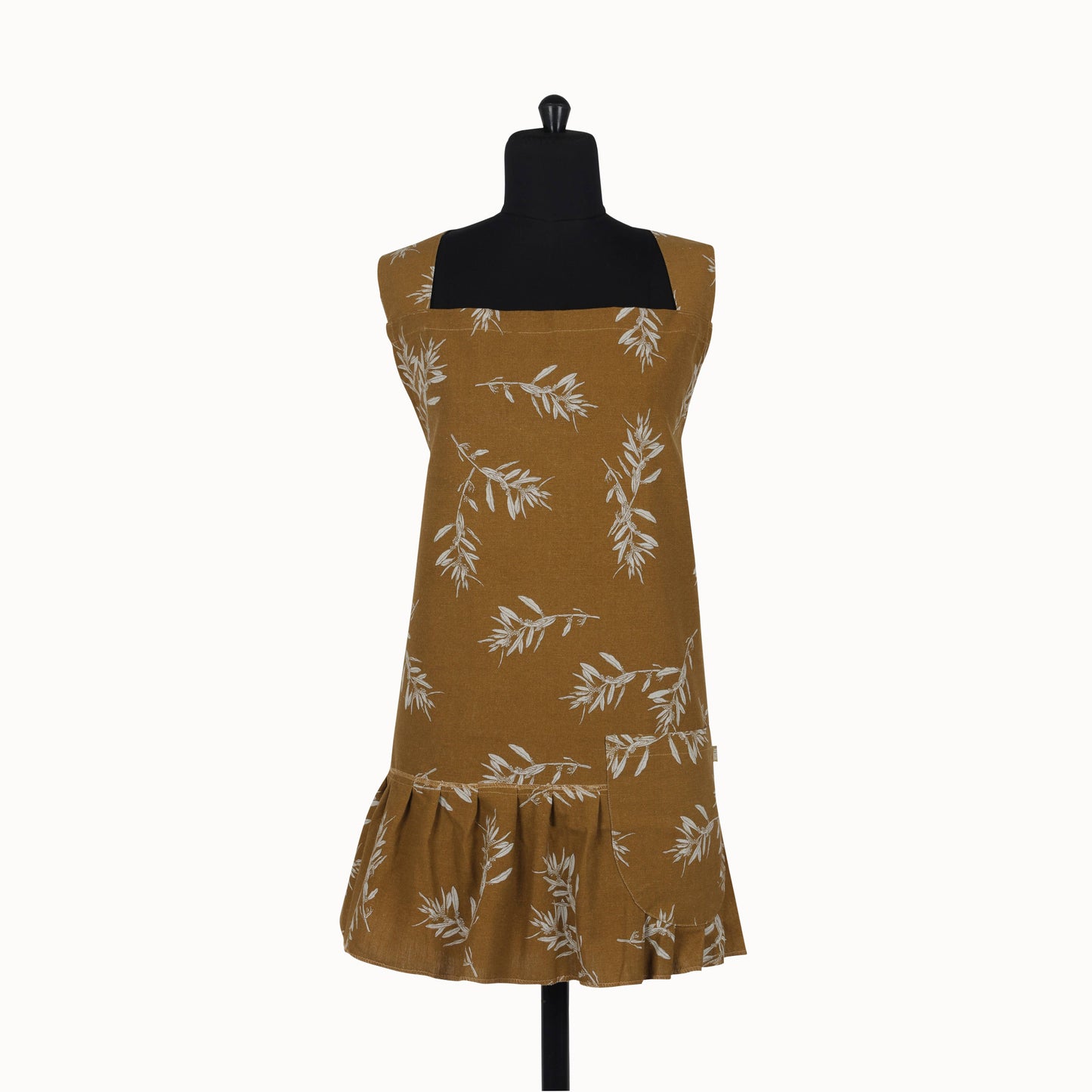 Raine & Humble - Apron Ruffled Pinafore Olives Mustard