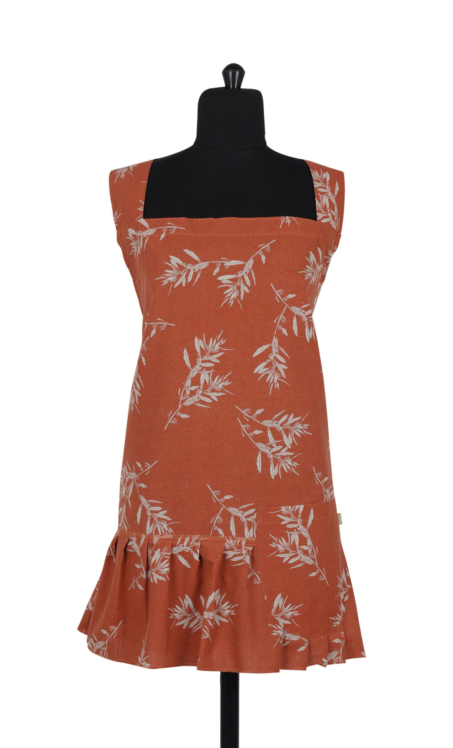 Raine & Humble - Apron Ruffled Pinafore Olives Cinnamon