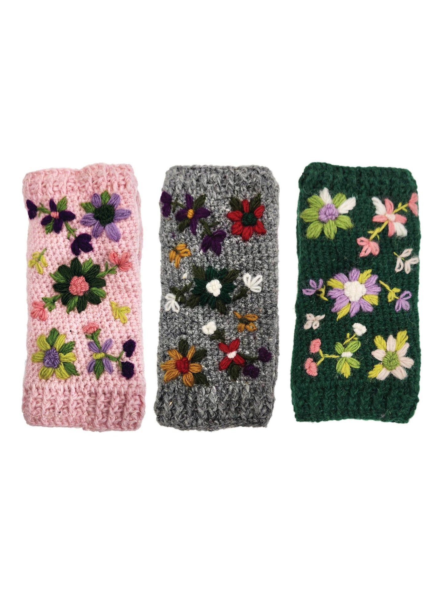 Yak & Yeti - Handmade Knit Fingerless Floral Gloves