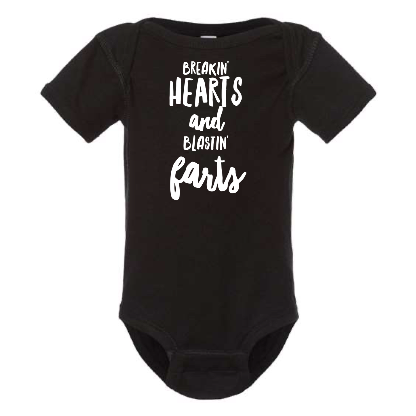 dkhandmade - BREAKIN' HEARTS AND BLASTIN' FARTS BABY ONESIE