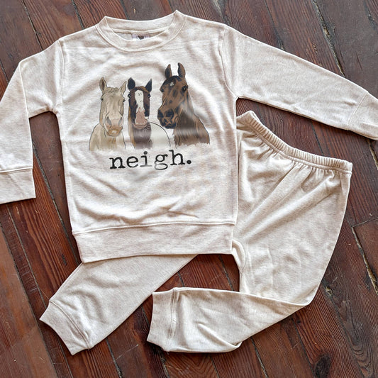 Barefoot Baby - "Neigh" Horse Country Sleep N Play Jogger Set Toddler Youth