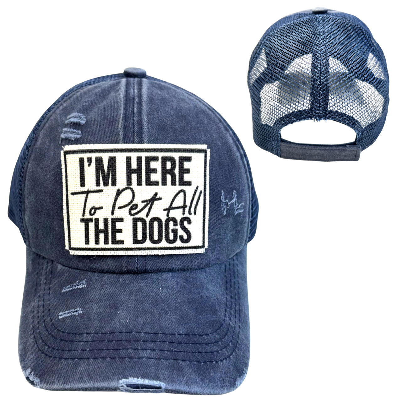 dkhandmade - I'M HERE TO PET ALL THE DOGS  UNISEX HAT  DISTRESSED