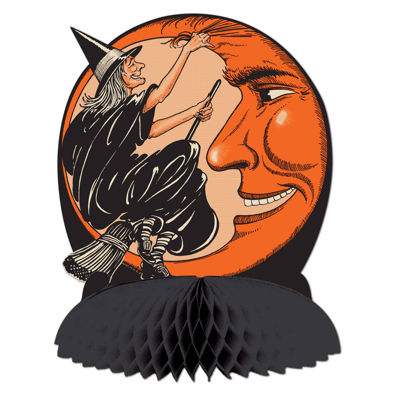 Beistle - Vintage Halloween Witch & Moon Centerpiece