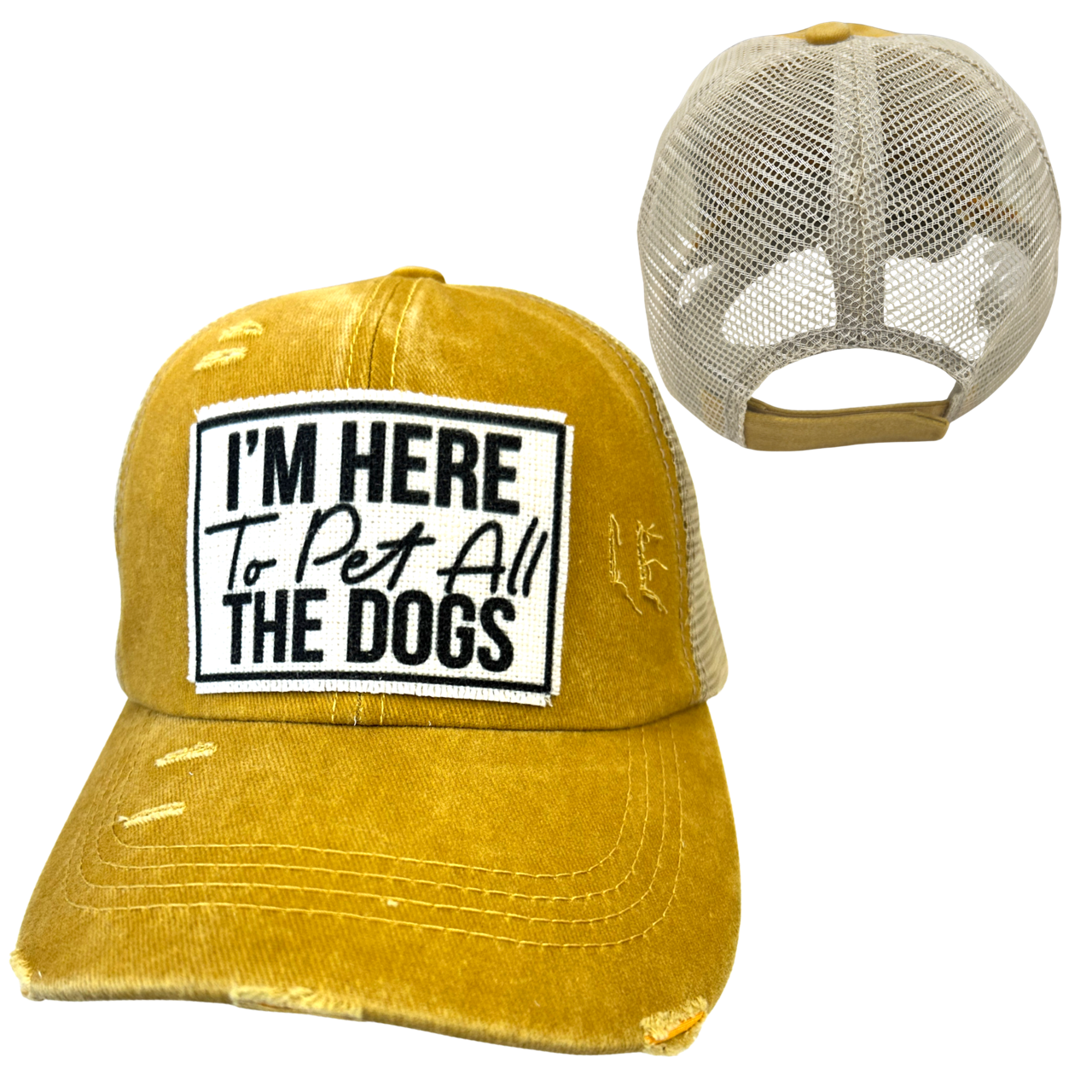 dkhandmade - I'M HERE TO PET ALL THE DOGS  UNISEX HAT  DISTRESSED