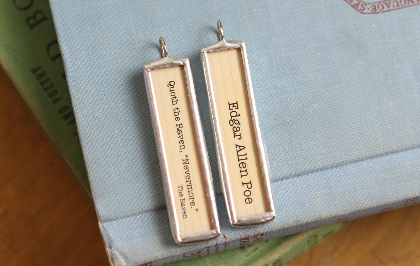 Jennifer Dahl Designs LLC - The Raven Edgar Allen Poe Literary Book Charm Necklace