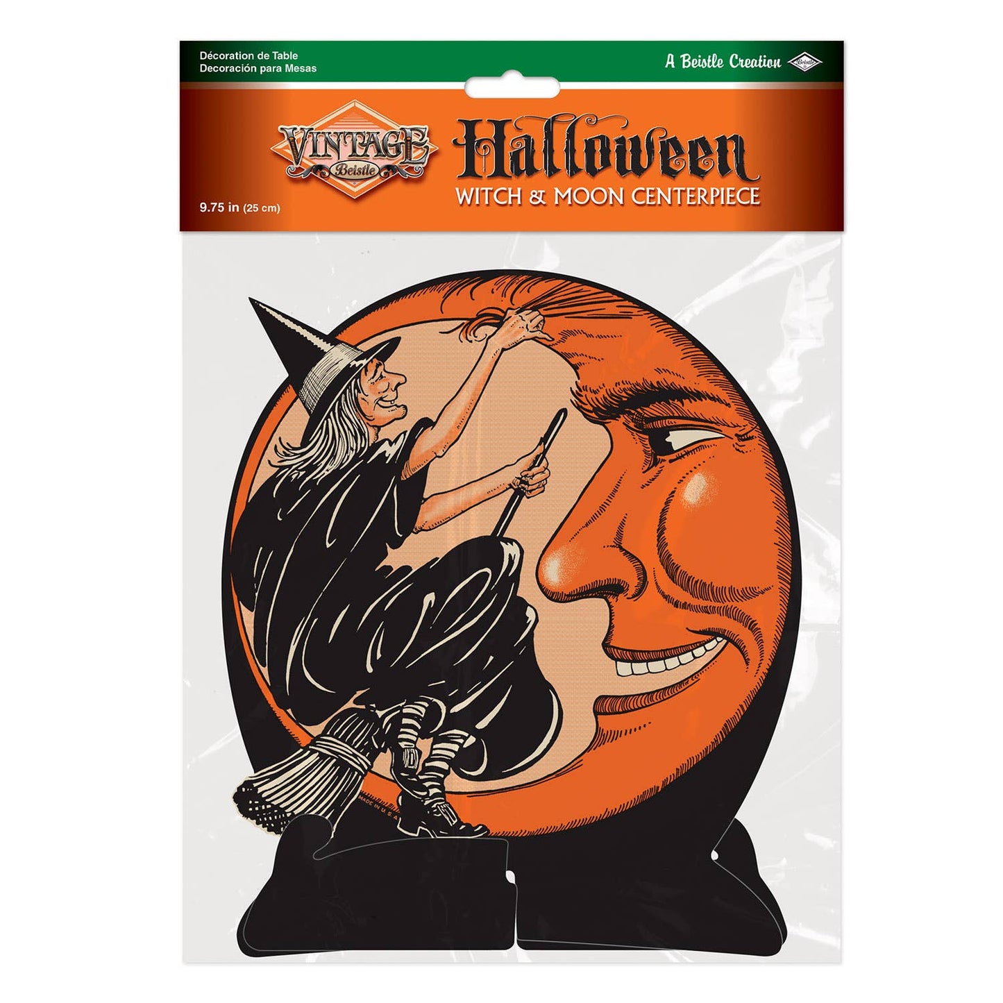 Beistle - Vintage Halloween Witch & Moon Centerpiece