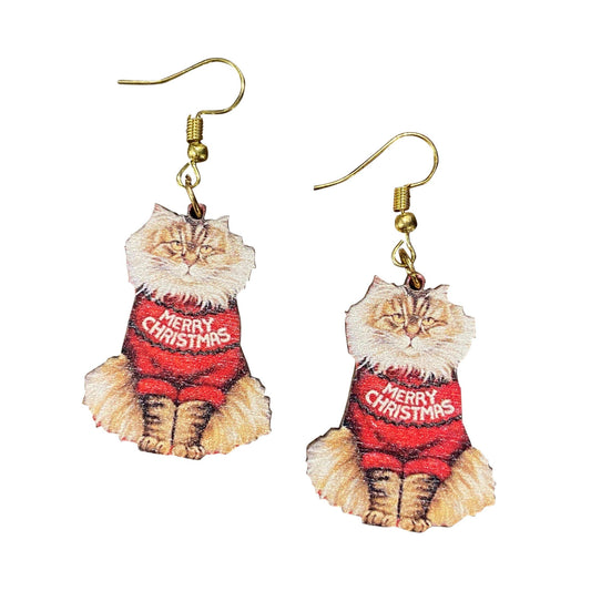 Buy Socks You All - Christmas Cats Holiday Earrings