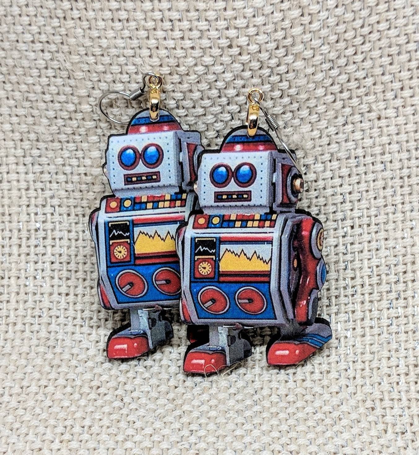Iamsonotcool - Toy Robot Dangle Earrings