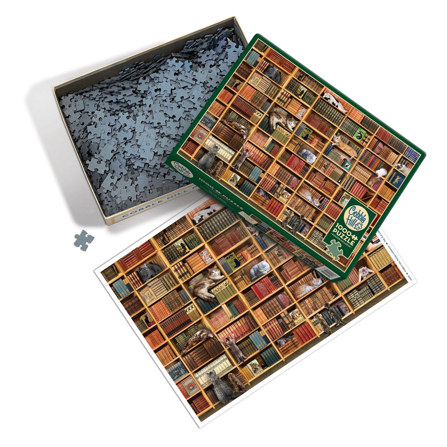 Outset Games and Cobble Hill Puzzles - The Cat Library 1000pc puzzle