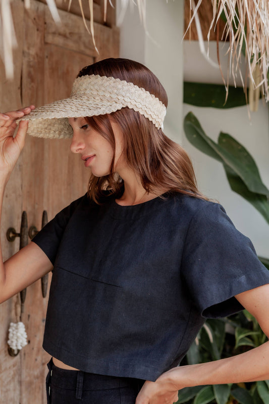 Village Thrive - Rattan Sun Visor in Blonde