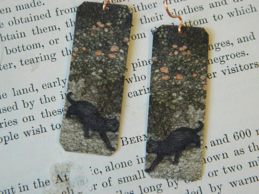 Sarah Collins Studio - Earrings Arthur Rackham Black Cat Under The Rose Bushes