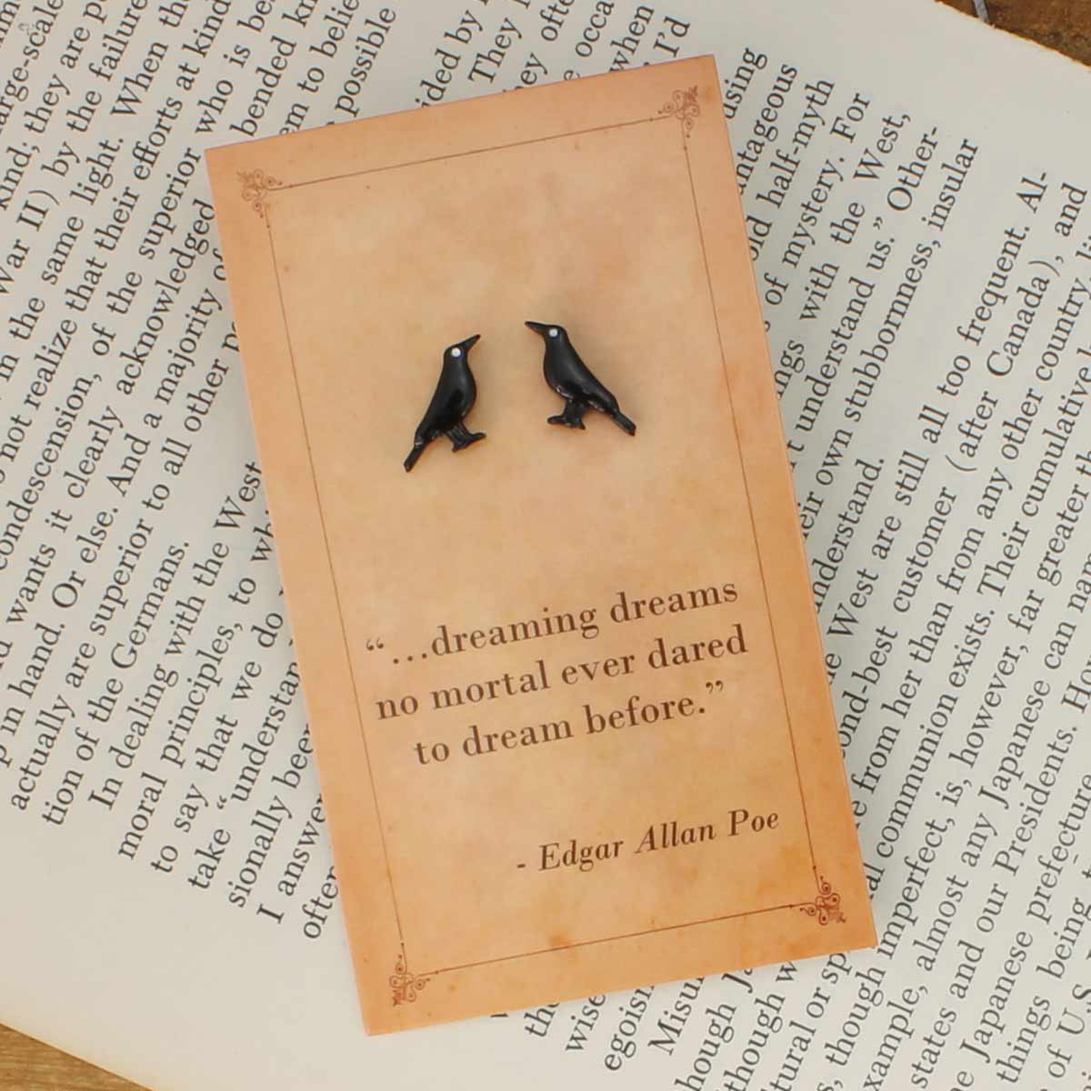 ZAD - Literary Quotes Raven Post Earrings