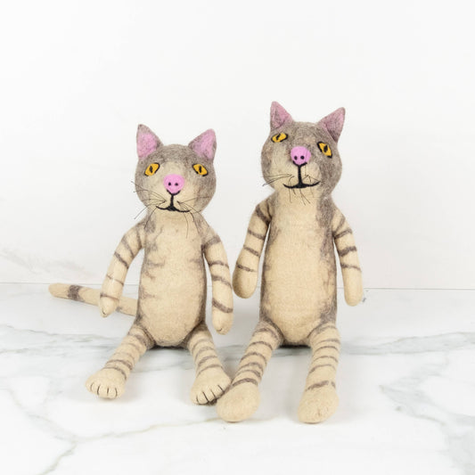 The Winding Road - Toys - Small Sitting Cat - Gray and White Stripe