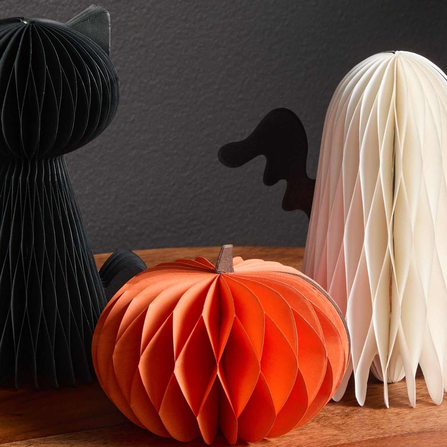 Your Heart's Content - Honeycomb Pumpkin Autumn Shelf Sitter, Halloween Table, Cat