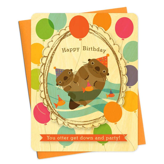 Night Owl Paper Goods - Otter Portrait Wood Birthday Card