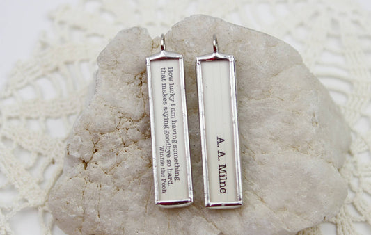 Jennifer Dahl Designs LLC - Winnie the Pooh How Lucky Book Quote Charm Necklace