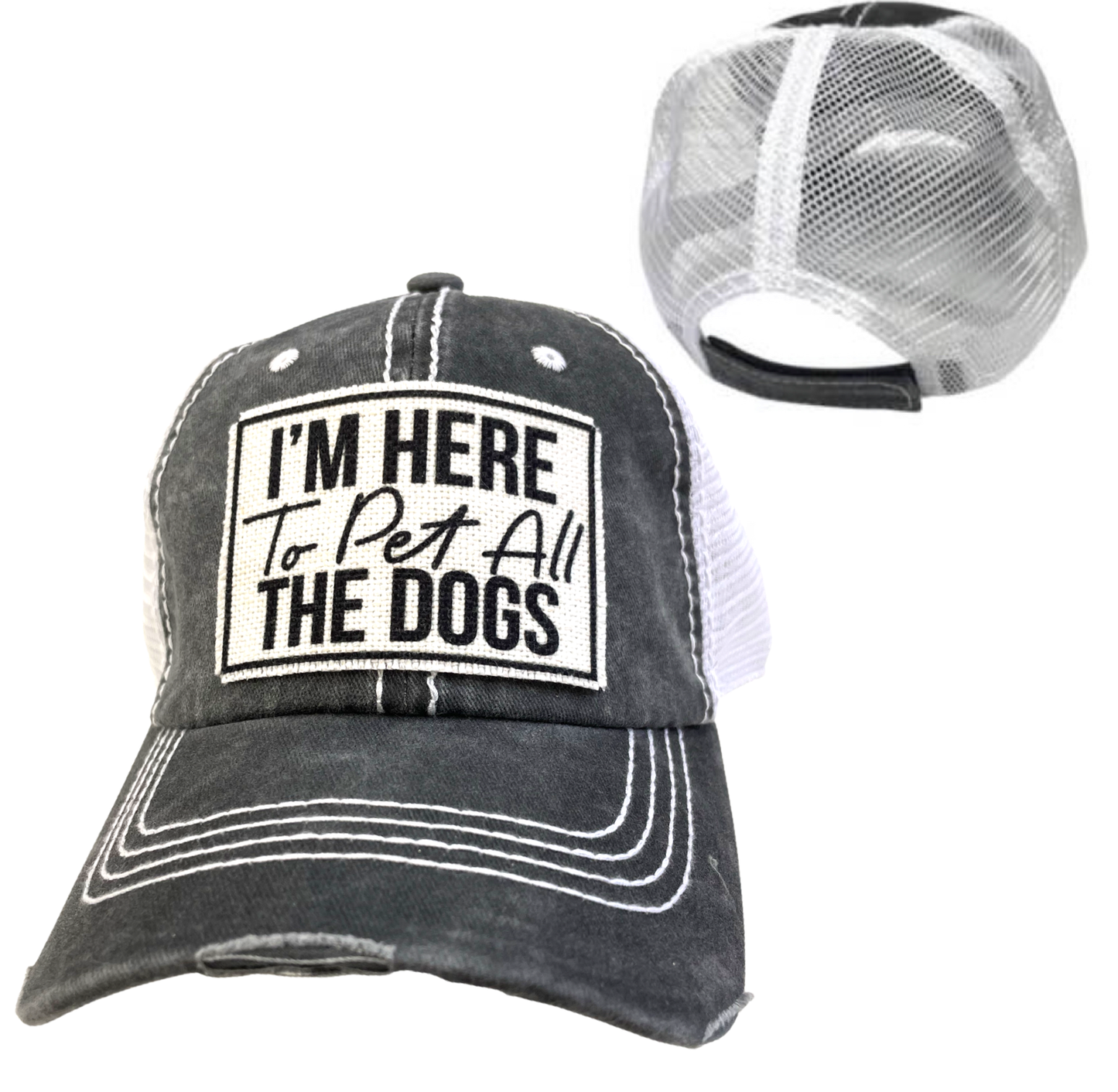 dkhandmade - I'M HERE TO PET ALL THE DOGS  UNISEX HAT  DISTRESSED