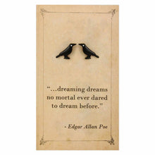 Load image into Gallery viewer, ZAD - Literary Quotes Raven Post Earrings
