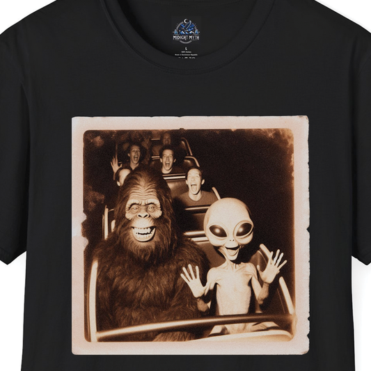Midnight Myth - Roller Coaster Bigfoot Alien Amusement Park T Shirt Men's