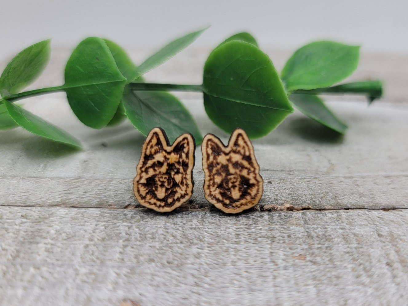 Hylidae Boutique - German Shepherd Dog Breed  Wood Stud Earrings