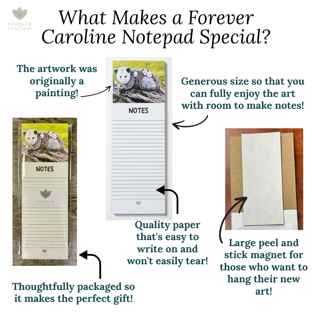 Forever Caroline LLC - Magnetic Notepad w/ Otters Artwor | Cute Wildlife Memo Pad