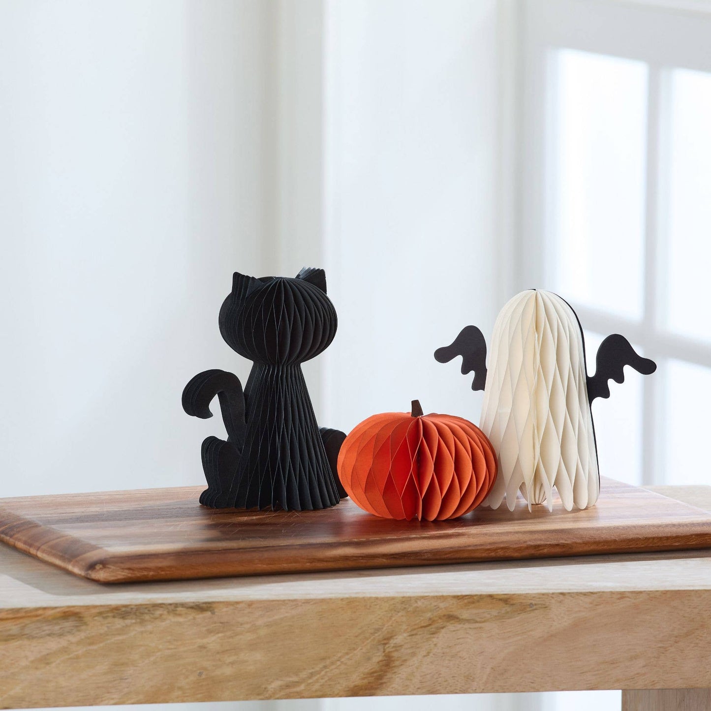 Your Heart's Content - Honeycomb Pumpkin Autumn Shelf Sitter, Halloween Table, Cat