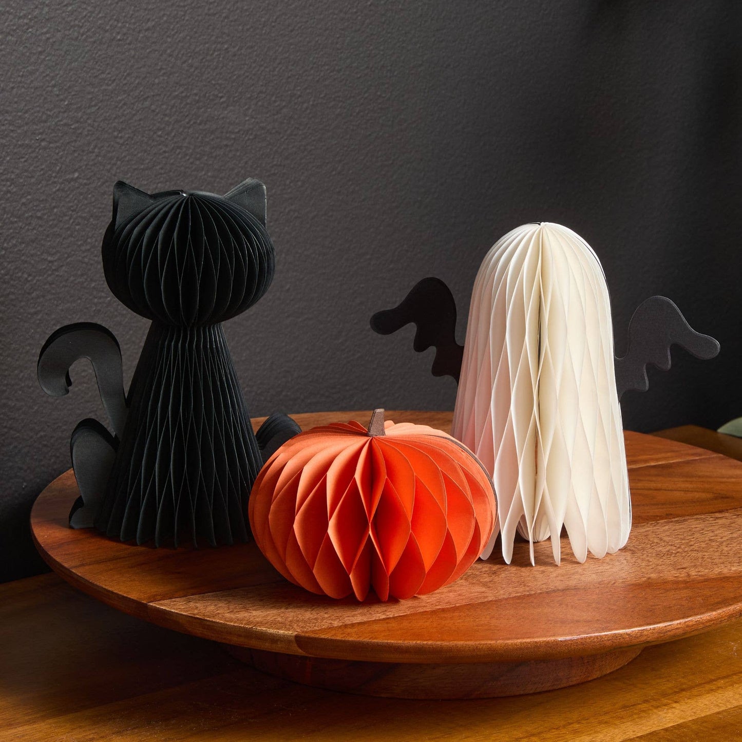 Your Heart's Content - Honeycomb Pumpkin Autumn Shelf Sitter, Halloween Table, Cat
