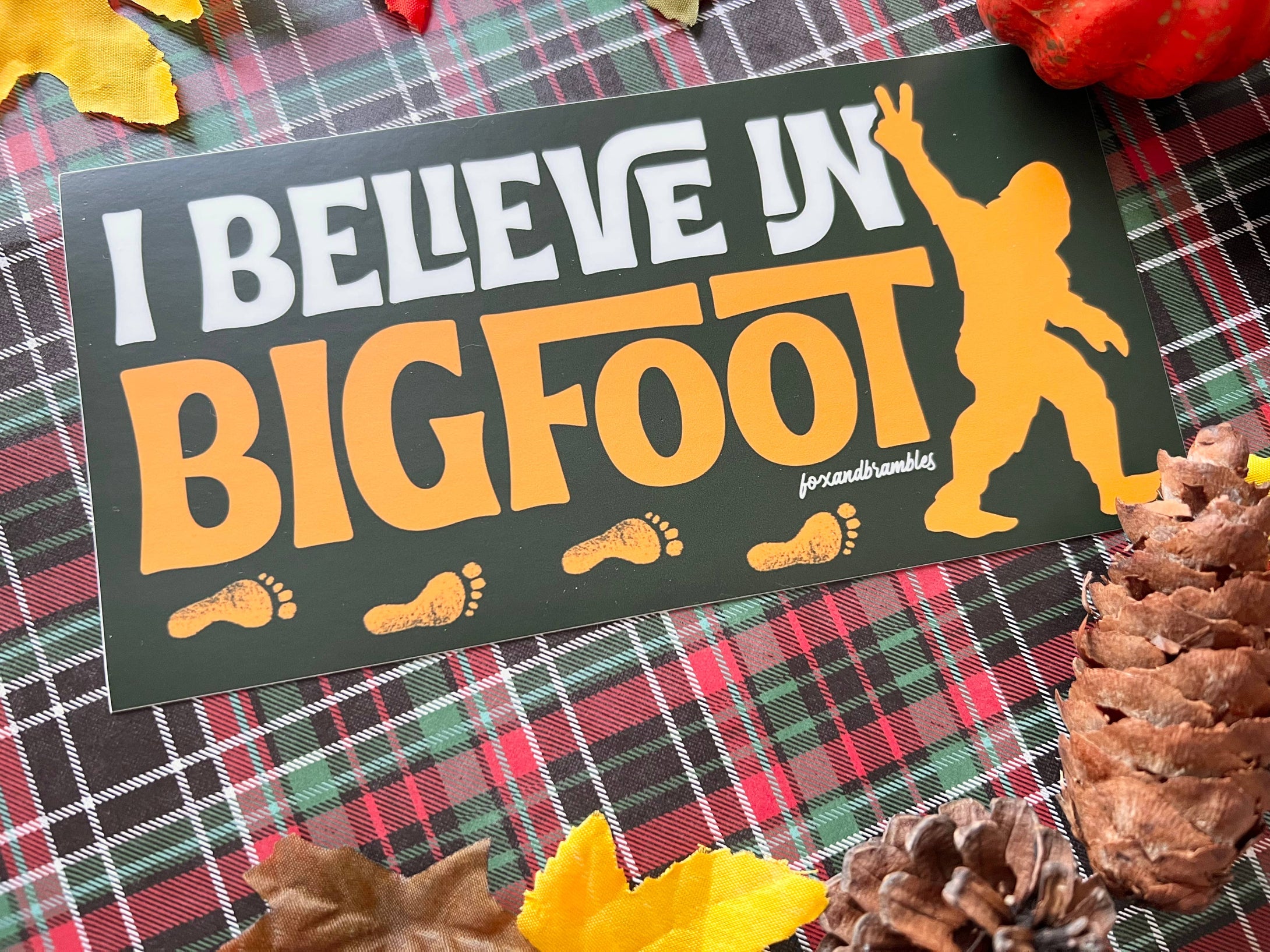 Fox and Brambles - I Believe in Bigfoot Cryptid Bumper Sticker